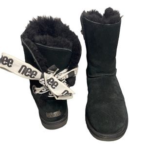 Ugg Black Suede Lace Back Boots size 8